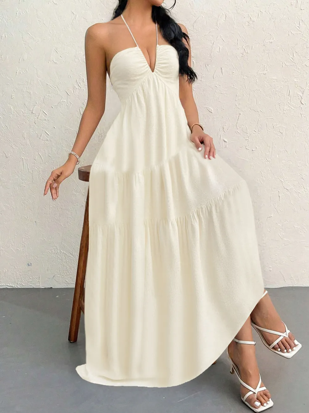 Halter Neck Tiered Maxi Dress, image 19