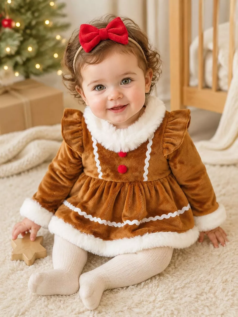 Children's Christmas Bodysuit Dress and Headband Set