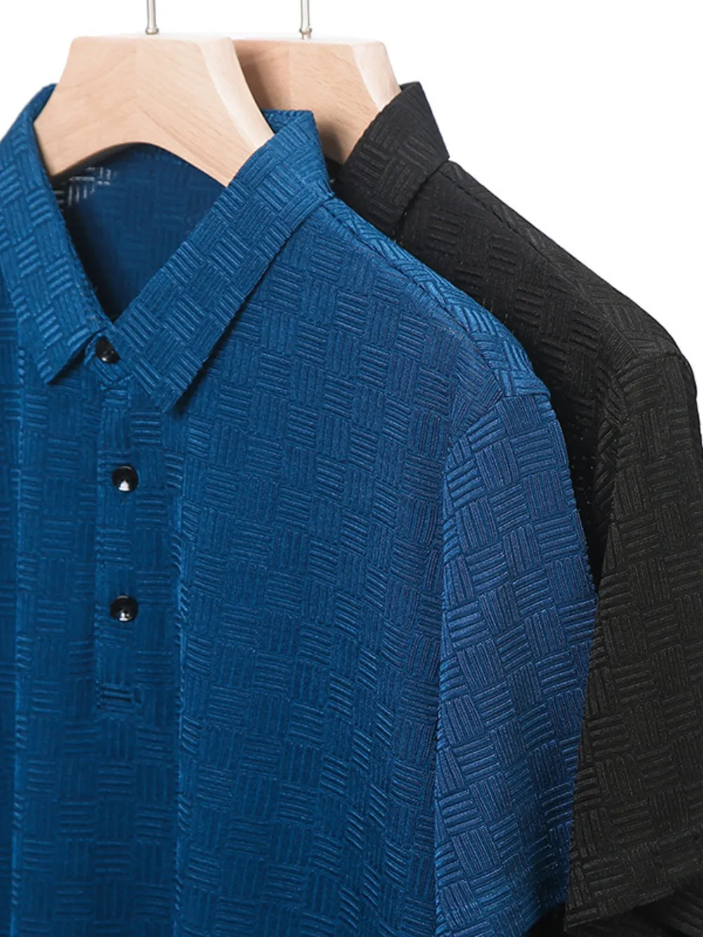Men's Plus Size Classic Short Sleeve Textured Polo Shirt, image 3