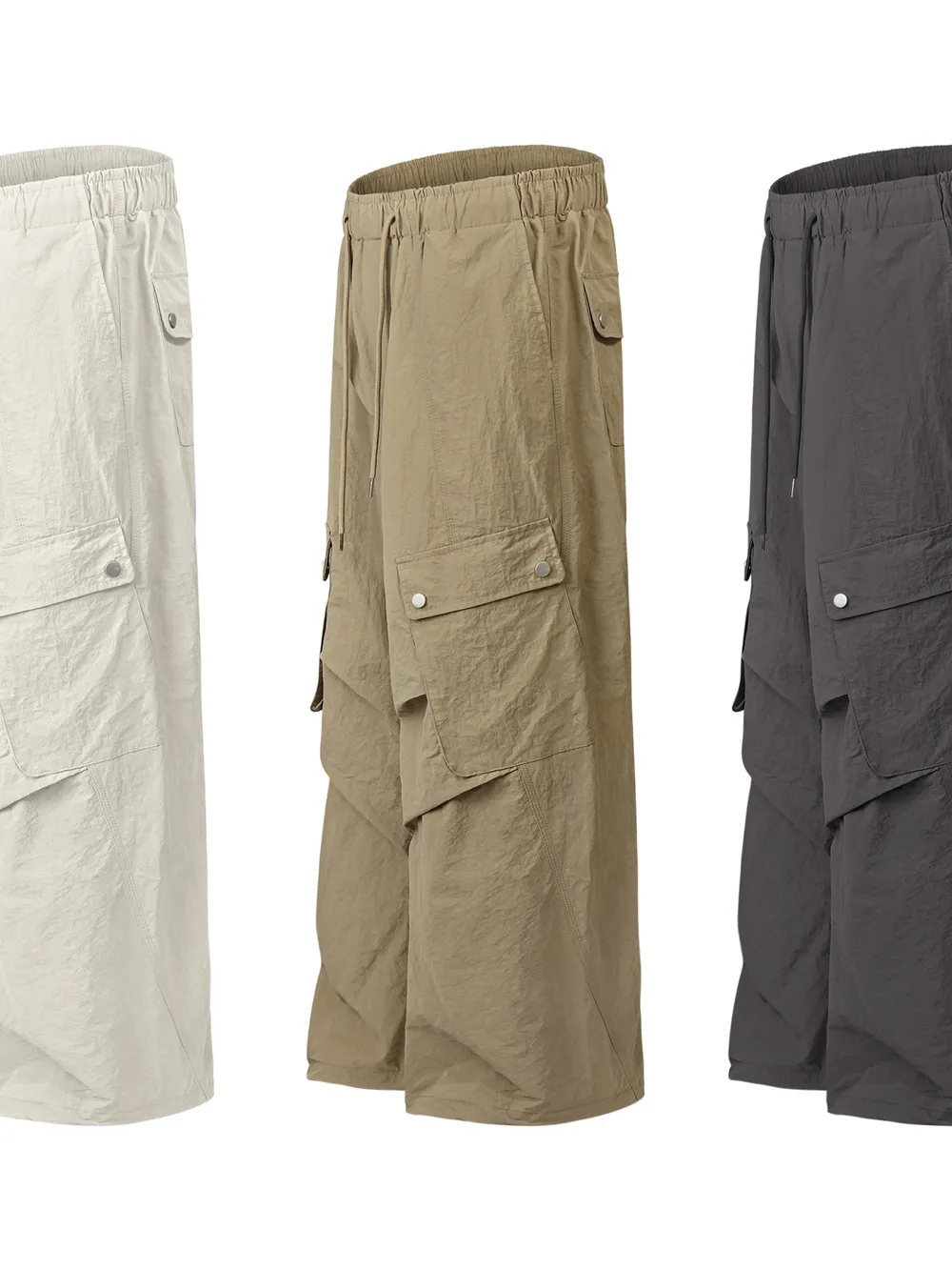 Men's Wide Leg Cargo Pants with Drawstring Waist, image 6