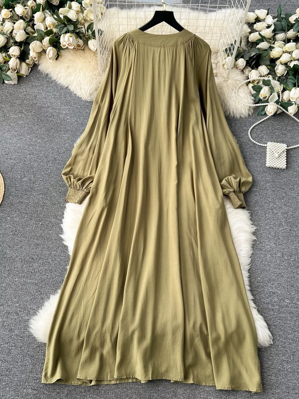 Floral Button Front Long Sleeve Dress, image 2