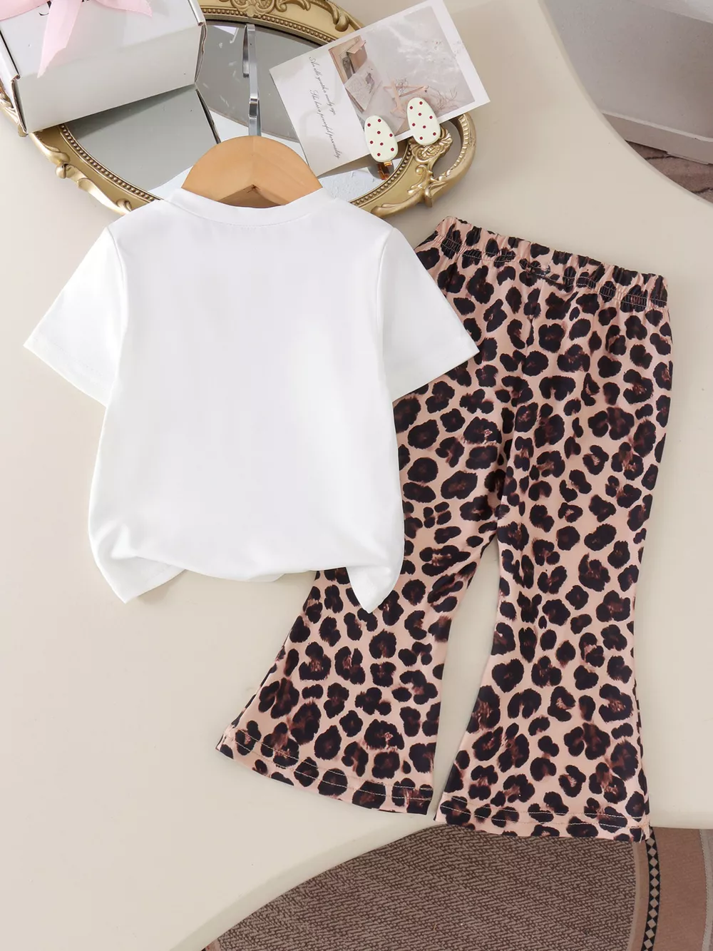 Children's Cherry Leopard Tee and Flare Pants Set, image 5