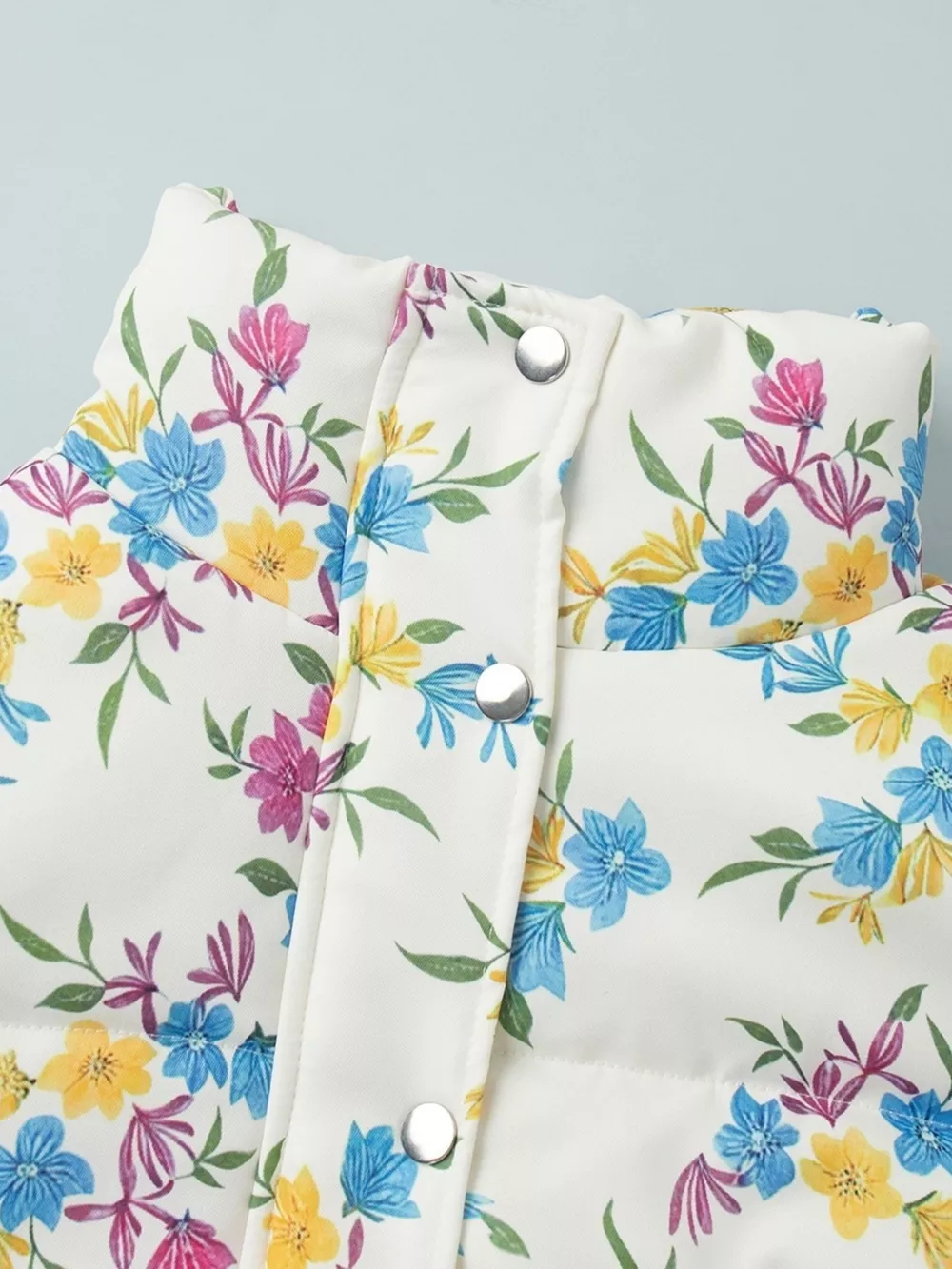 Floral Print Stand Collar Puffer Jacket, image 10
