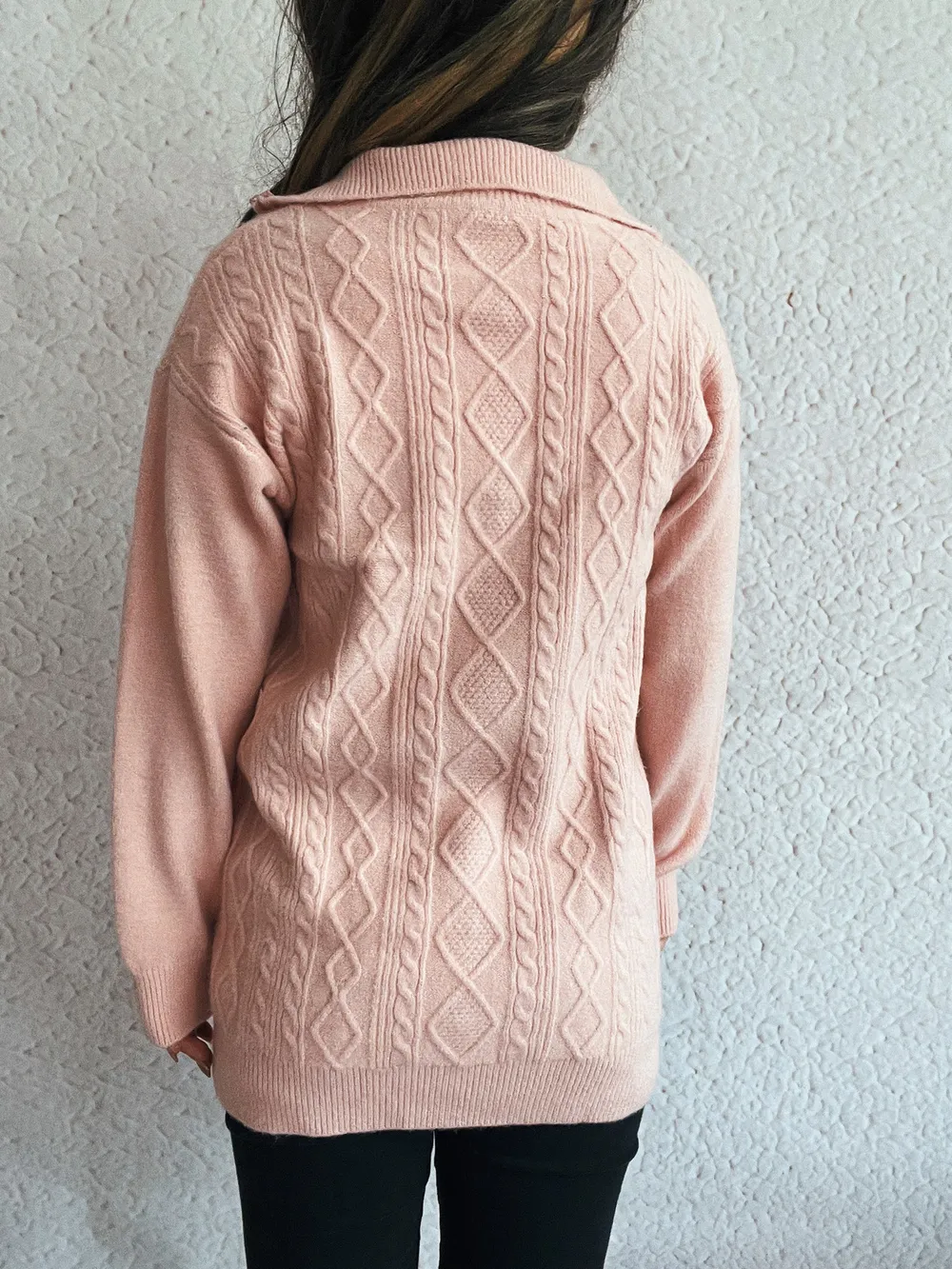Texture Zip Collar Long Sleeve Sweater, image 12