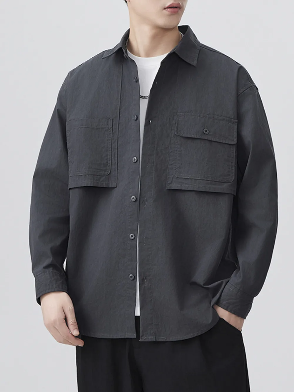 Men's Plus Size Button Up Long Sleeve Shirt, image 4