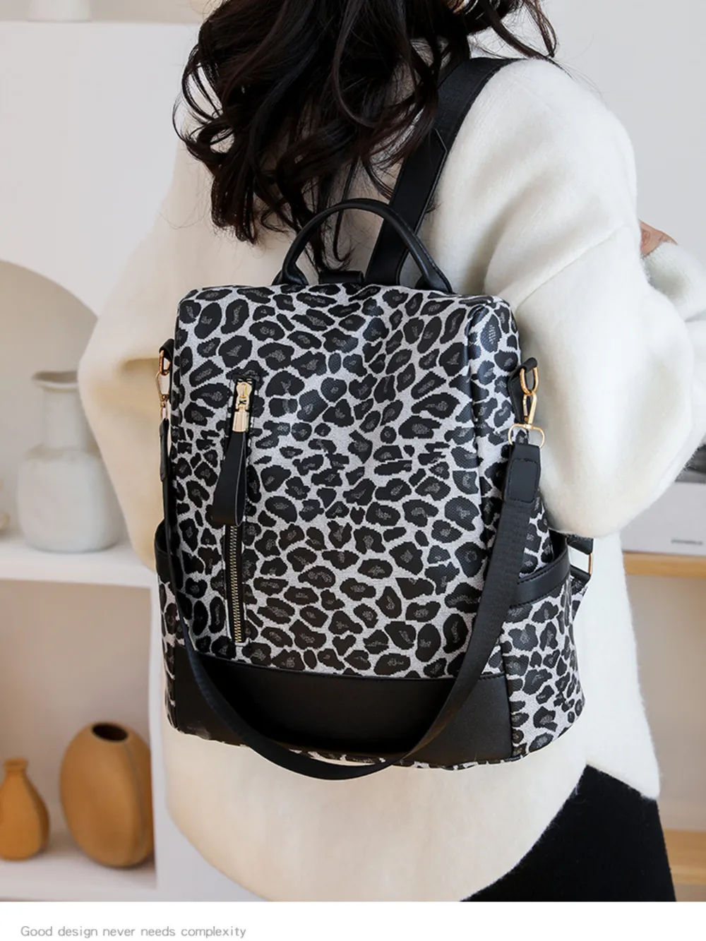 Leopard Print Backpack Bag, image 7