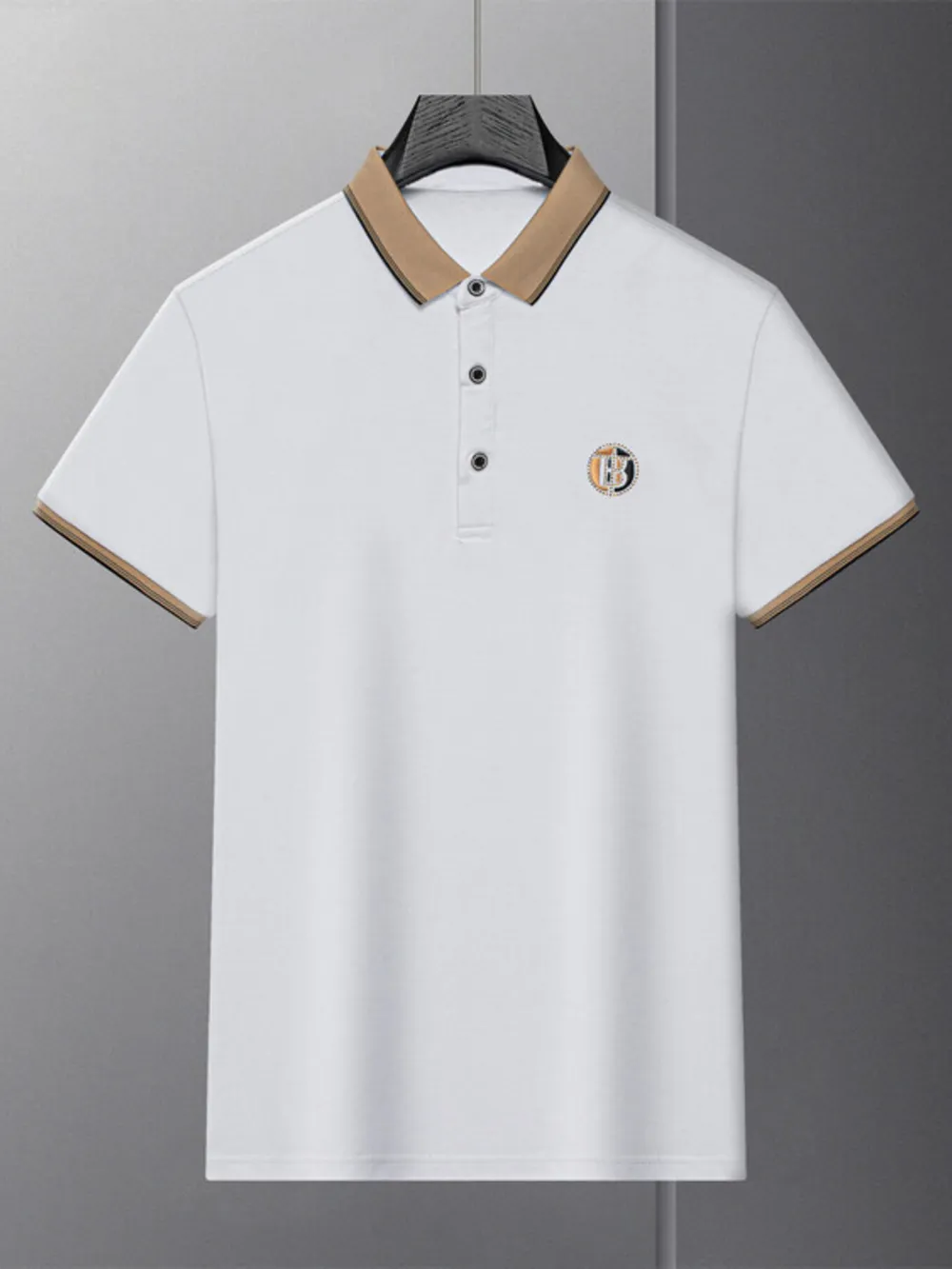 Men's Plus Size Contrast Collar Short Sleeve Polo Shirt, image 6