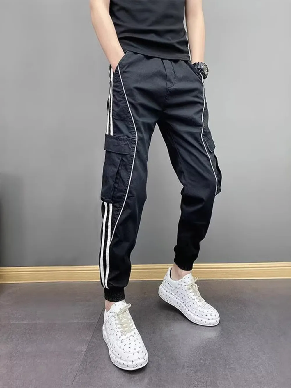 Men's Plus Size Side Striped Joggers, image 2