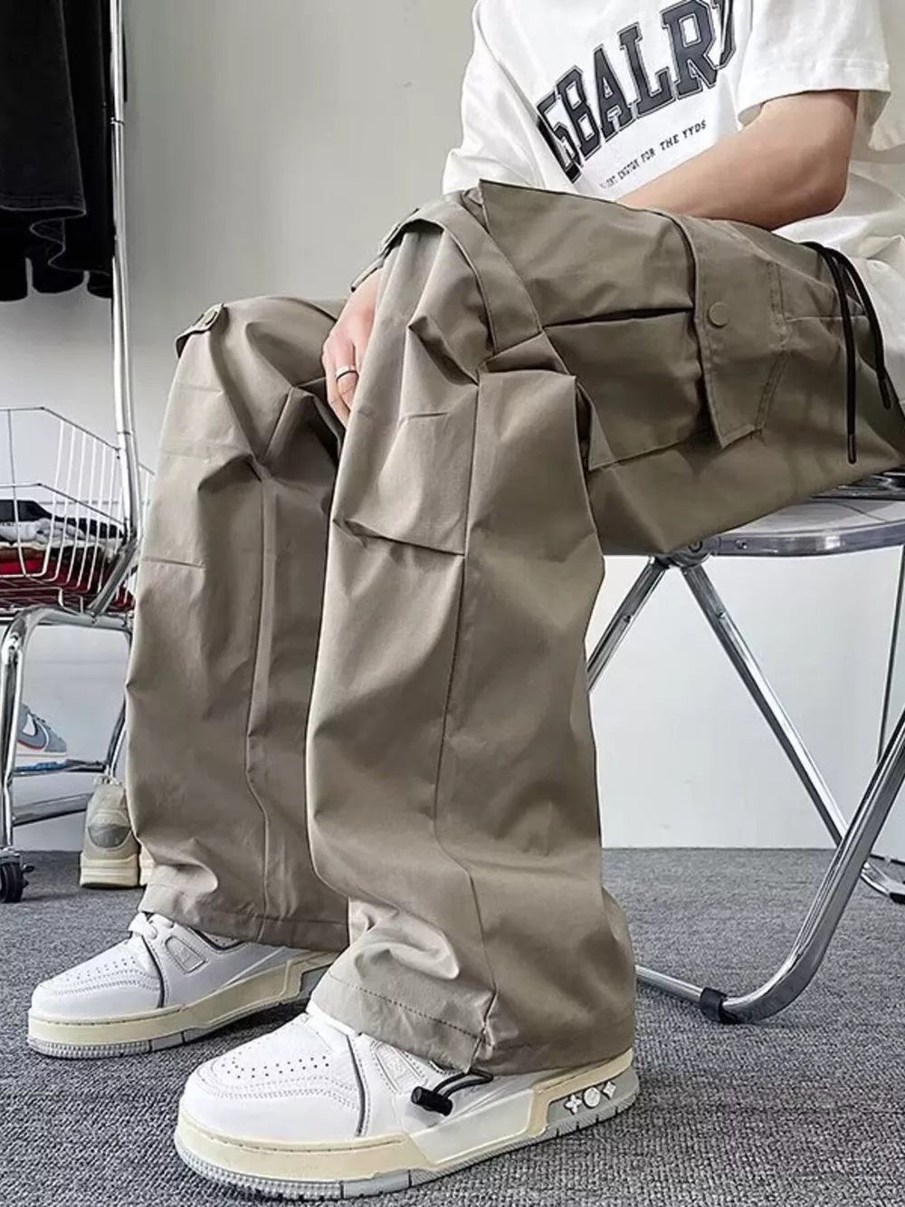 Men's Plus Size Loose Fit Multi-Pocket Cargo Pants, image 8