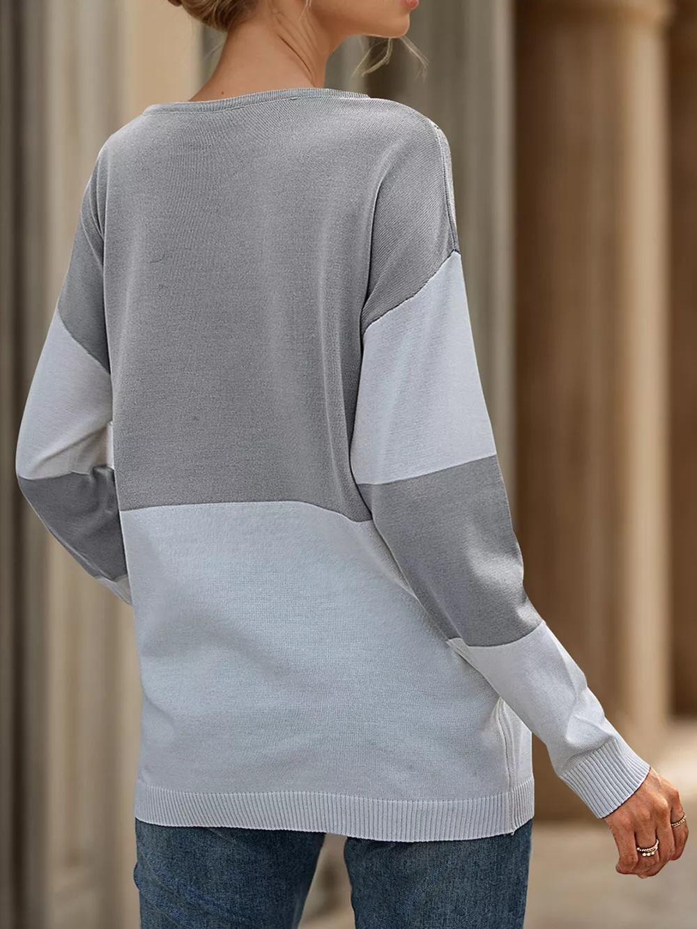 Color Block V-Neck Knit Top, image 19