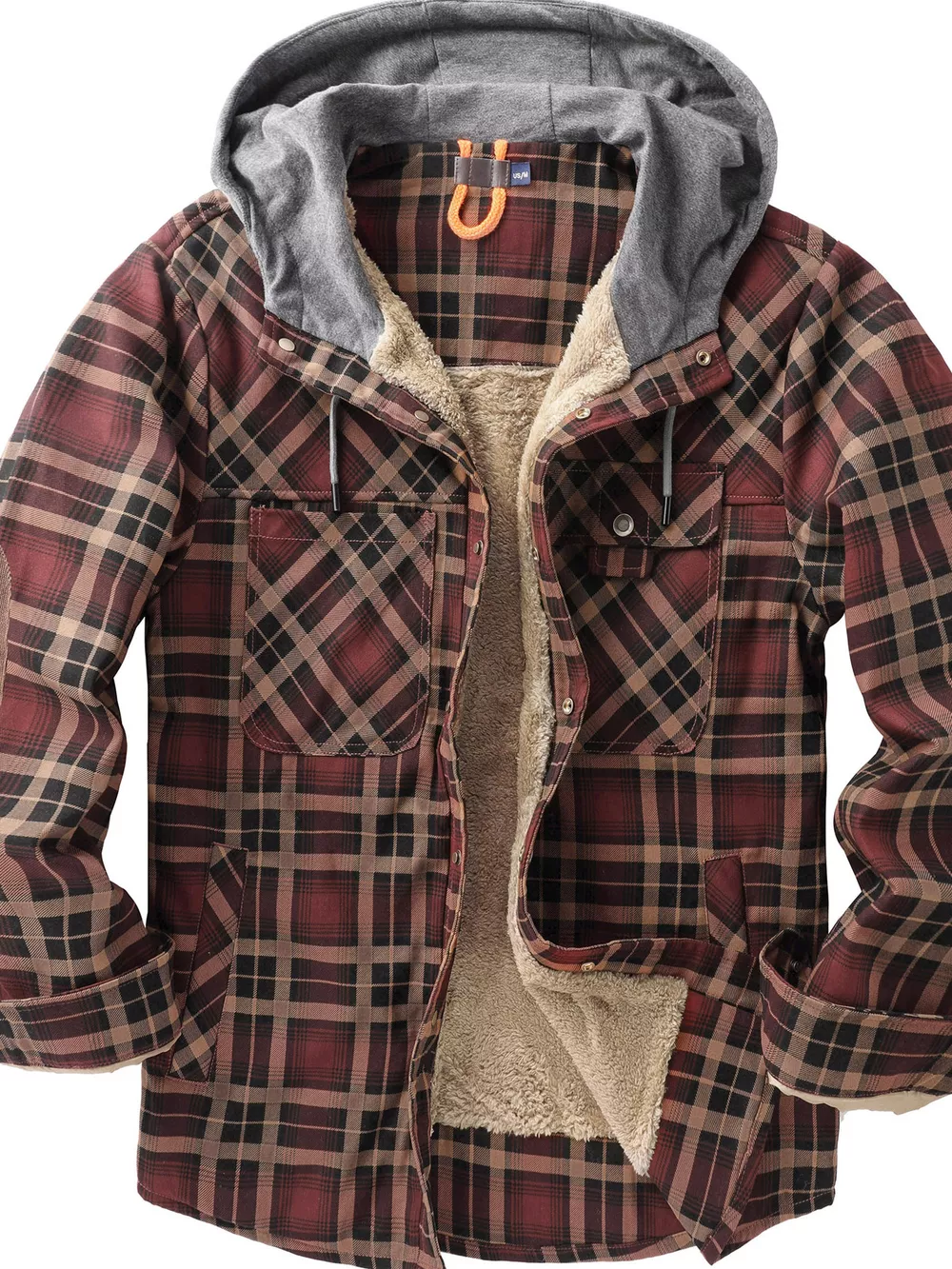 Men's Snap Down Plaid Flannel Hooded Jacket, image 11