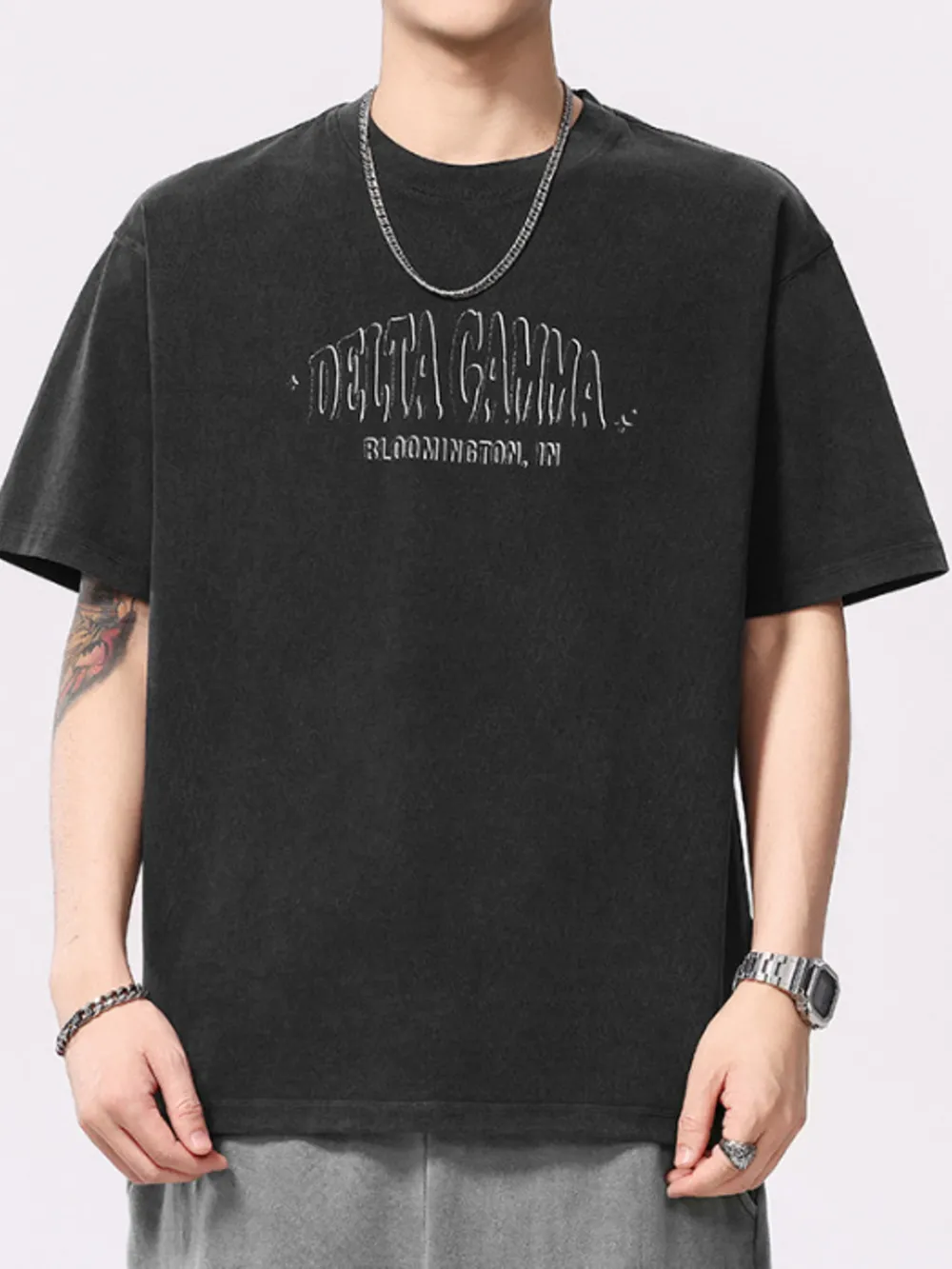 Men's Plus Size Letter Round Neck Short Sleeve T-Shirt