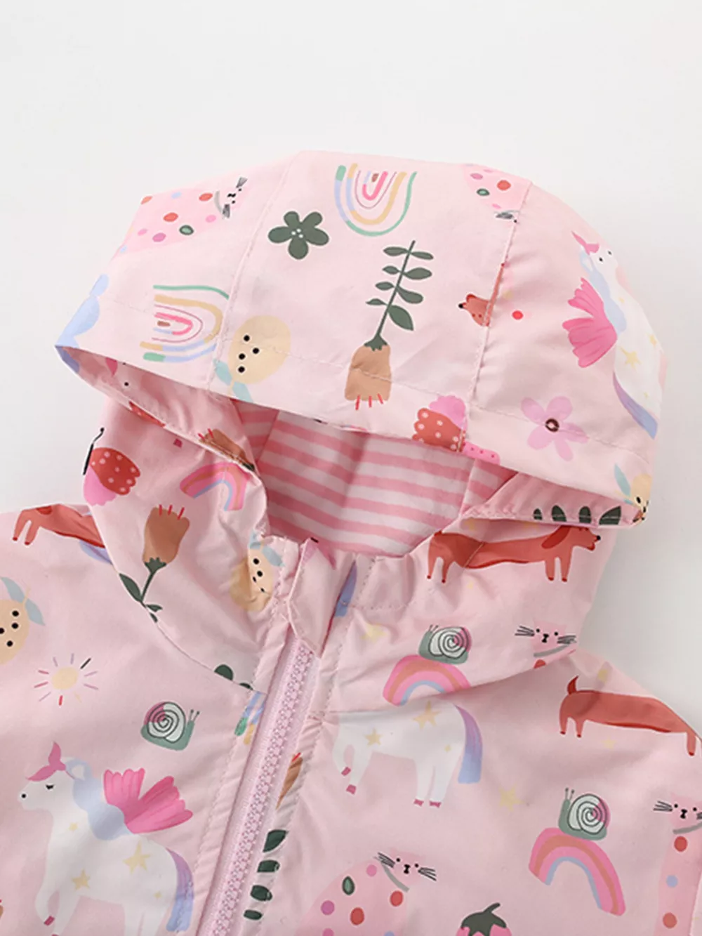 Children's Unicorn and Floral Print Hooded Jacket, image 2