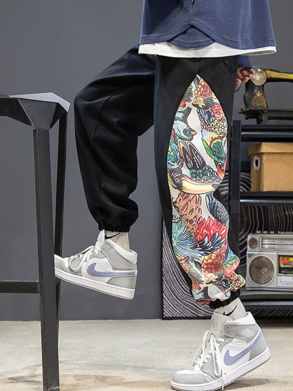 Men's Plus Size Printed Side Panel Joggers, image 2