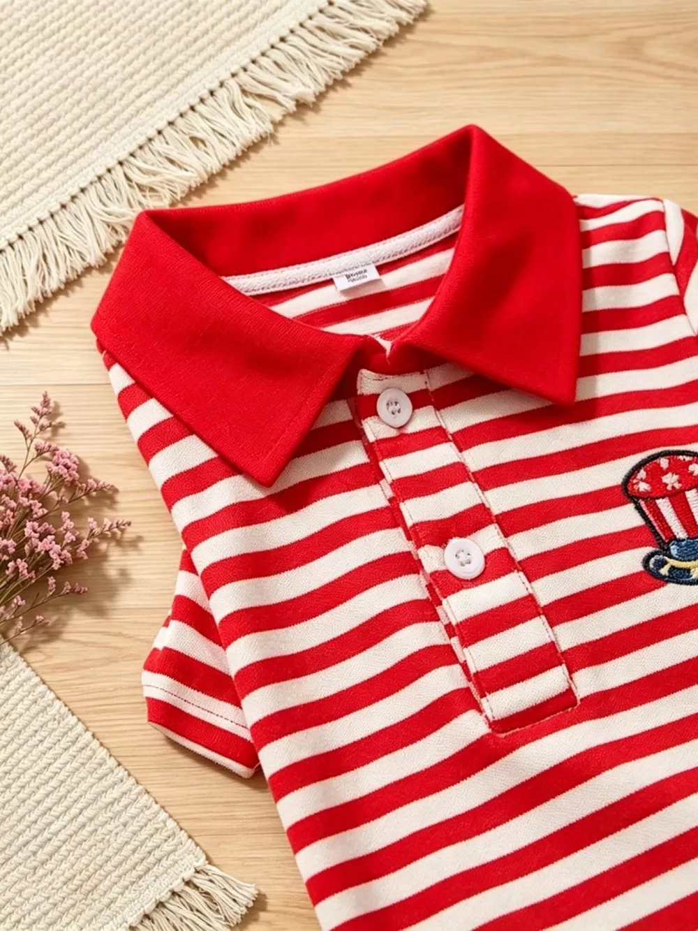 Children's Patriotic Striped Polo & Shorts Set, image 4
