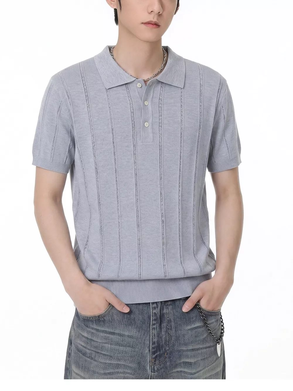 Men's Button Detail Short Sleeve Polo