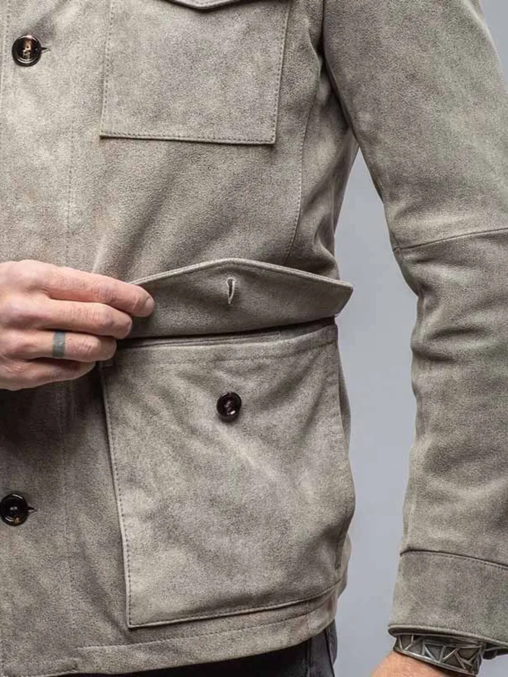Men's Full Size Multi-Pocket Long Sleeve Jacket Plus Size, image 3