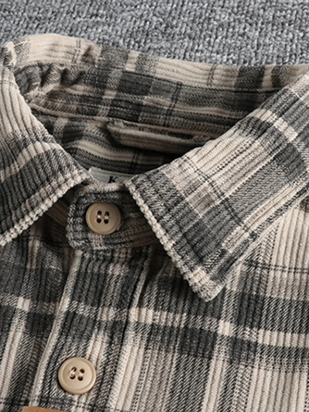 Men's Plus Size Button Down Plaid Corduroy Shirt with Chest Pockets, image 6
