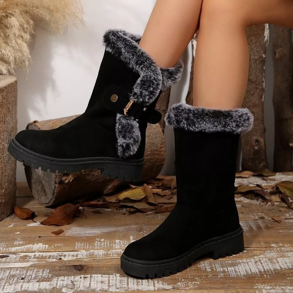 Round Toe Platform Block Heels Boots, image 3