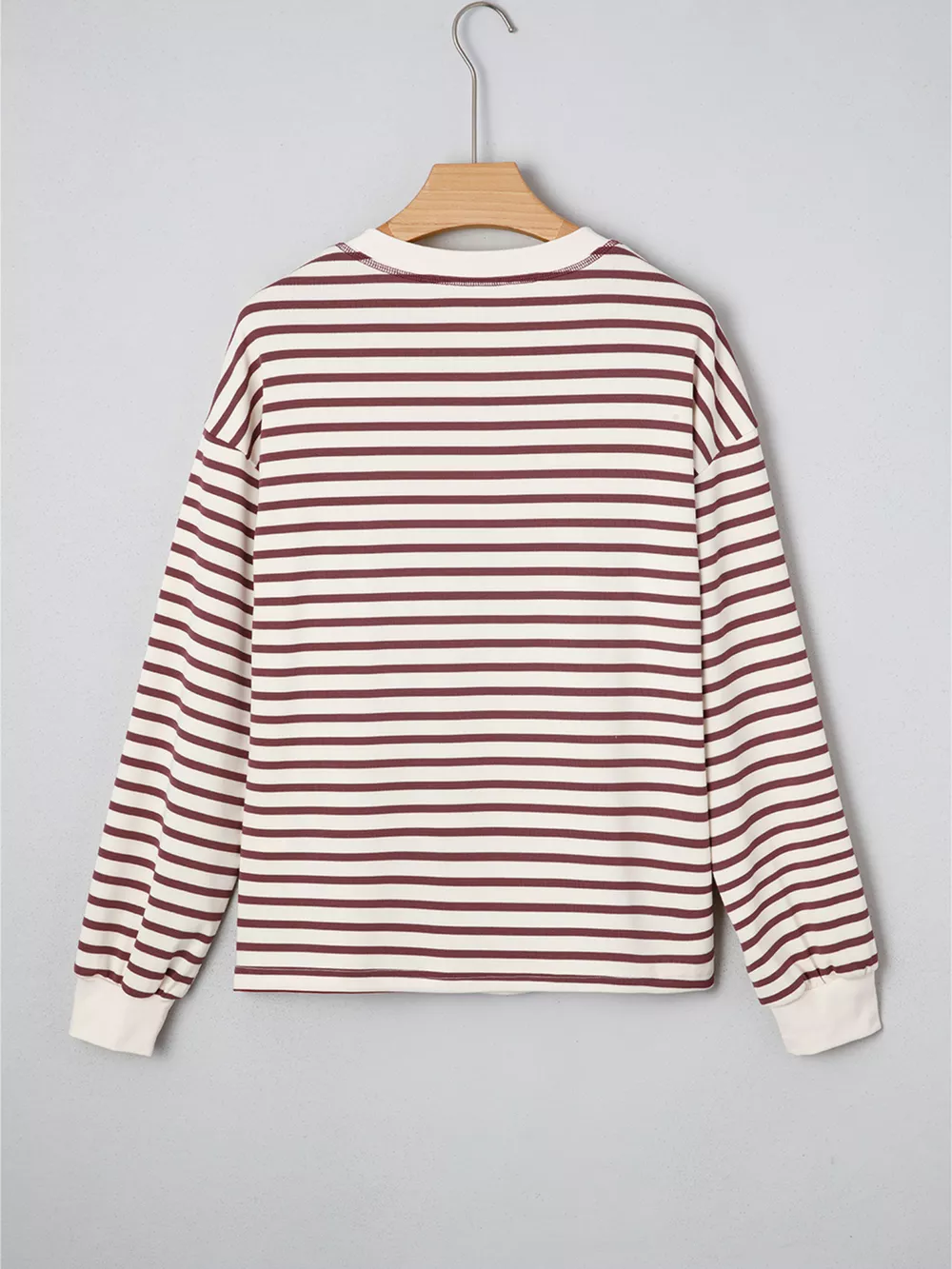 Striped Drop Shoulder Long Sleeve Henley Top, image 11