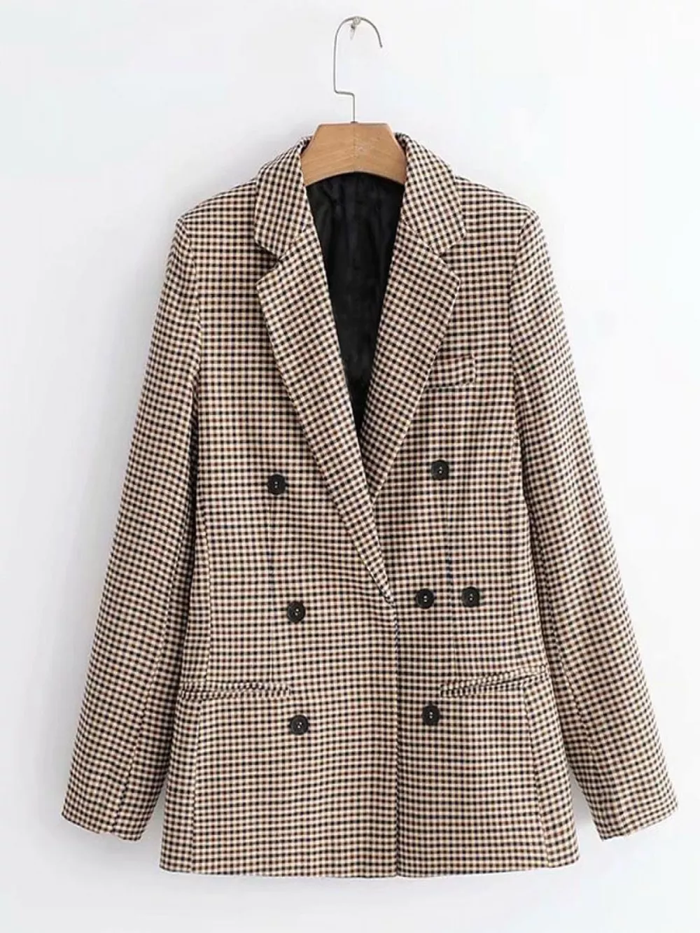 Plaid Lapel Collar Long Sleeve Blazer, image 3