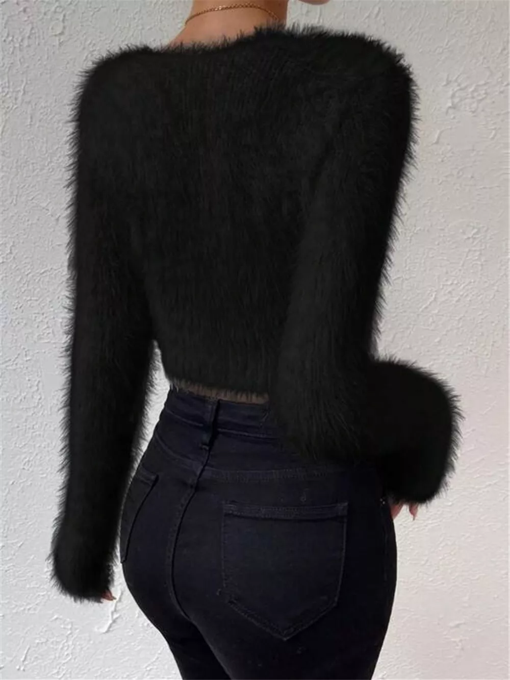 Fluffy Knit V-Neck Sweater, image 16
