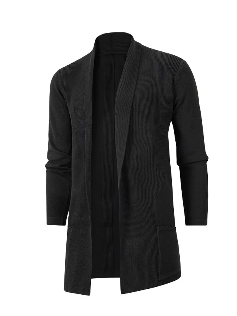 Men's Plus Size Open Front Long Sleeve Knit Cardigan