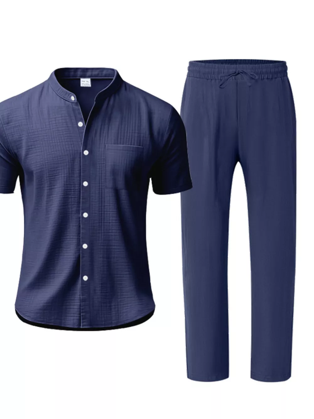 Men's Full Size Casual Button Up Short Sleeve Shirt and Pants Set Plus Size