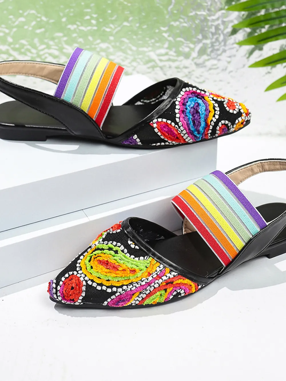 Contrast Point Toe Slingback Sandals, image 3
