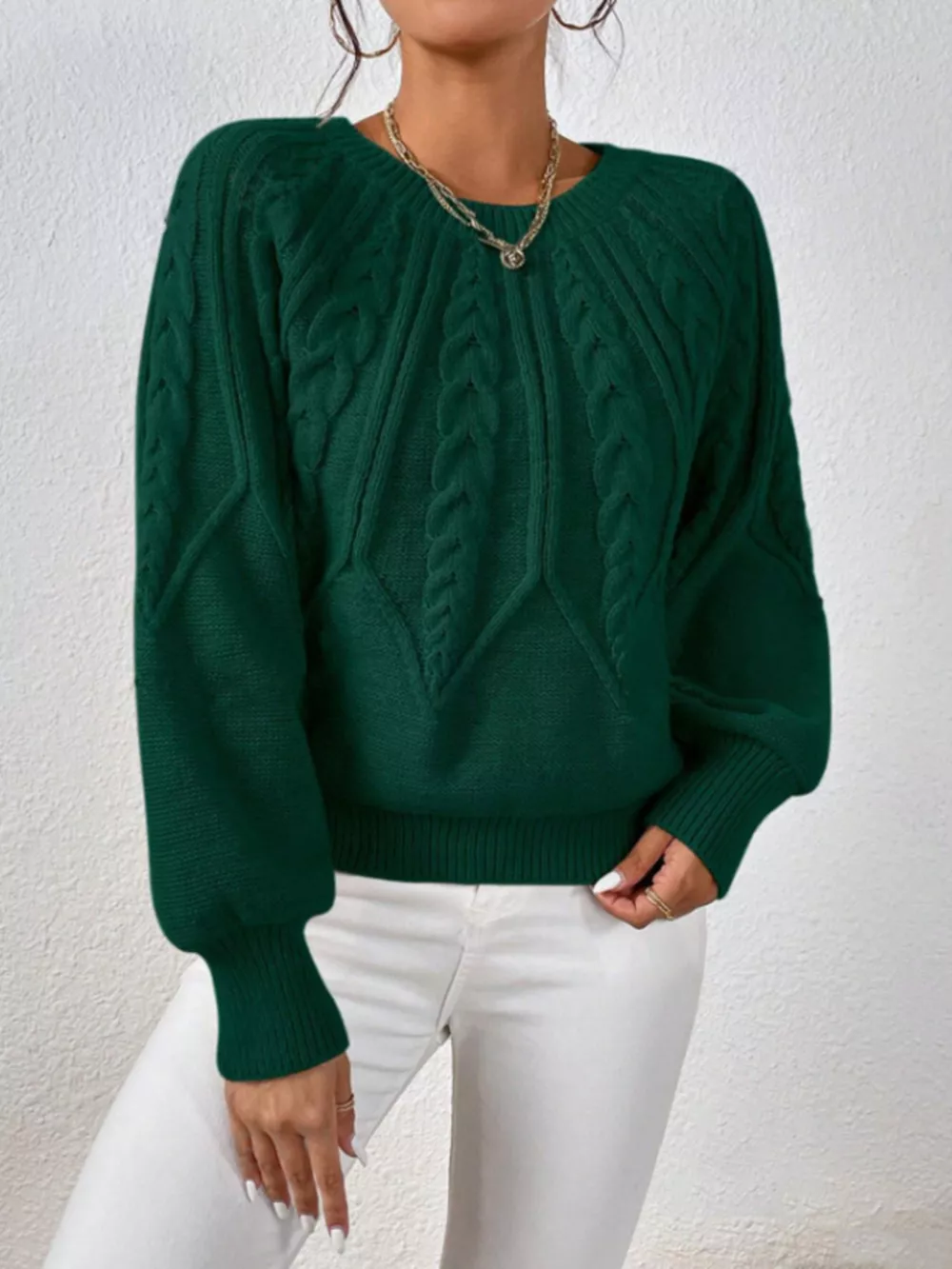 Cable Knit Long Sleeve Sweater, image 32