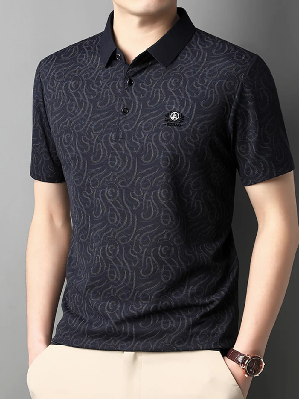 Men's Full Size Button Detail Short Sleeve Polo Plus Size, image 4