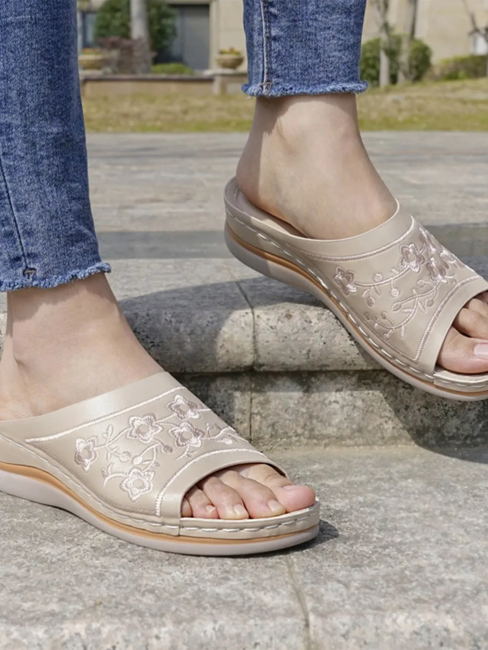 Floral Embroidered Comfort Sandals, image 4