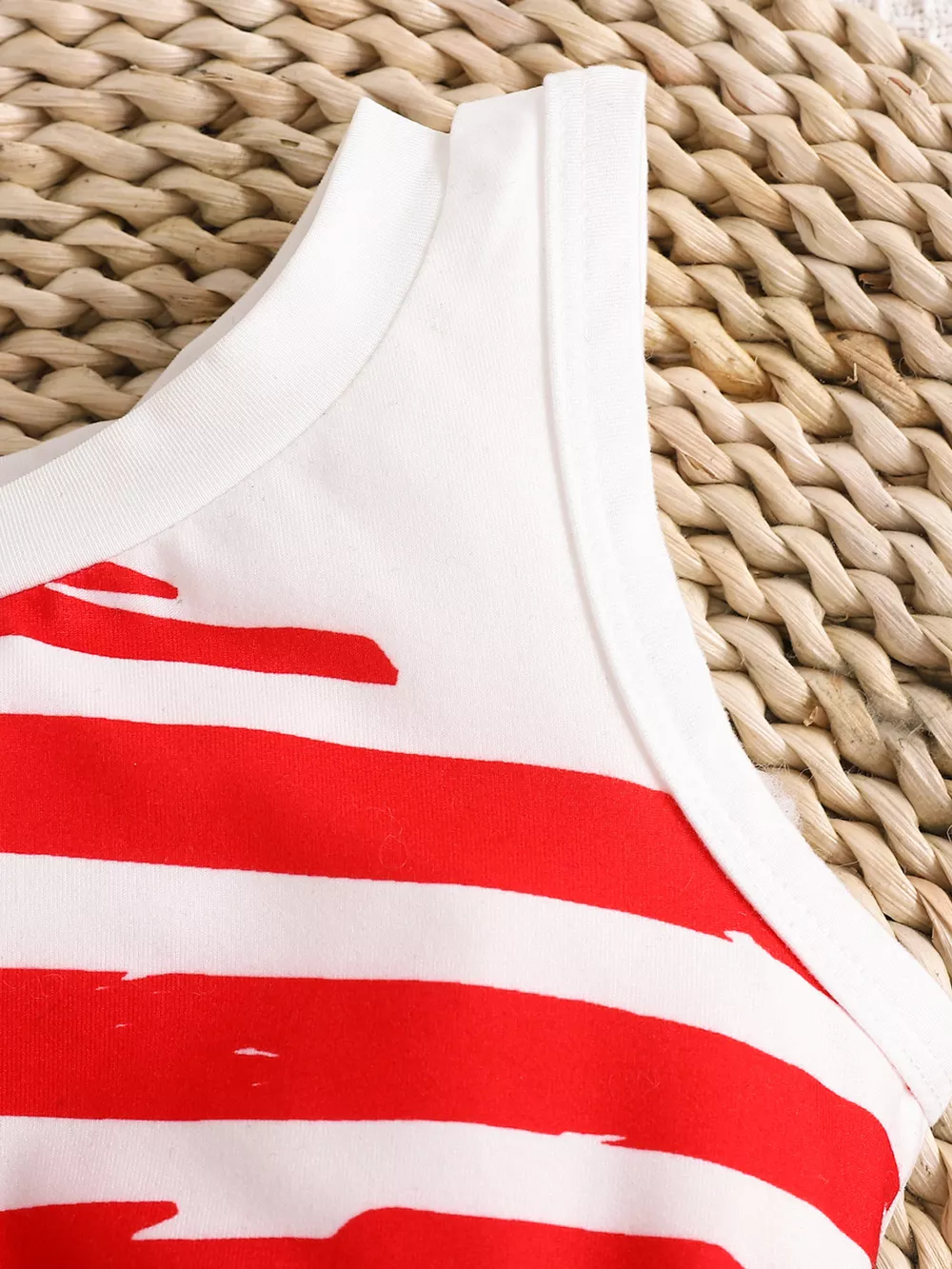 Children's American Flag Print Tank Top & Denim Skirt Set, image 3