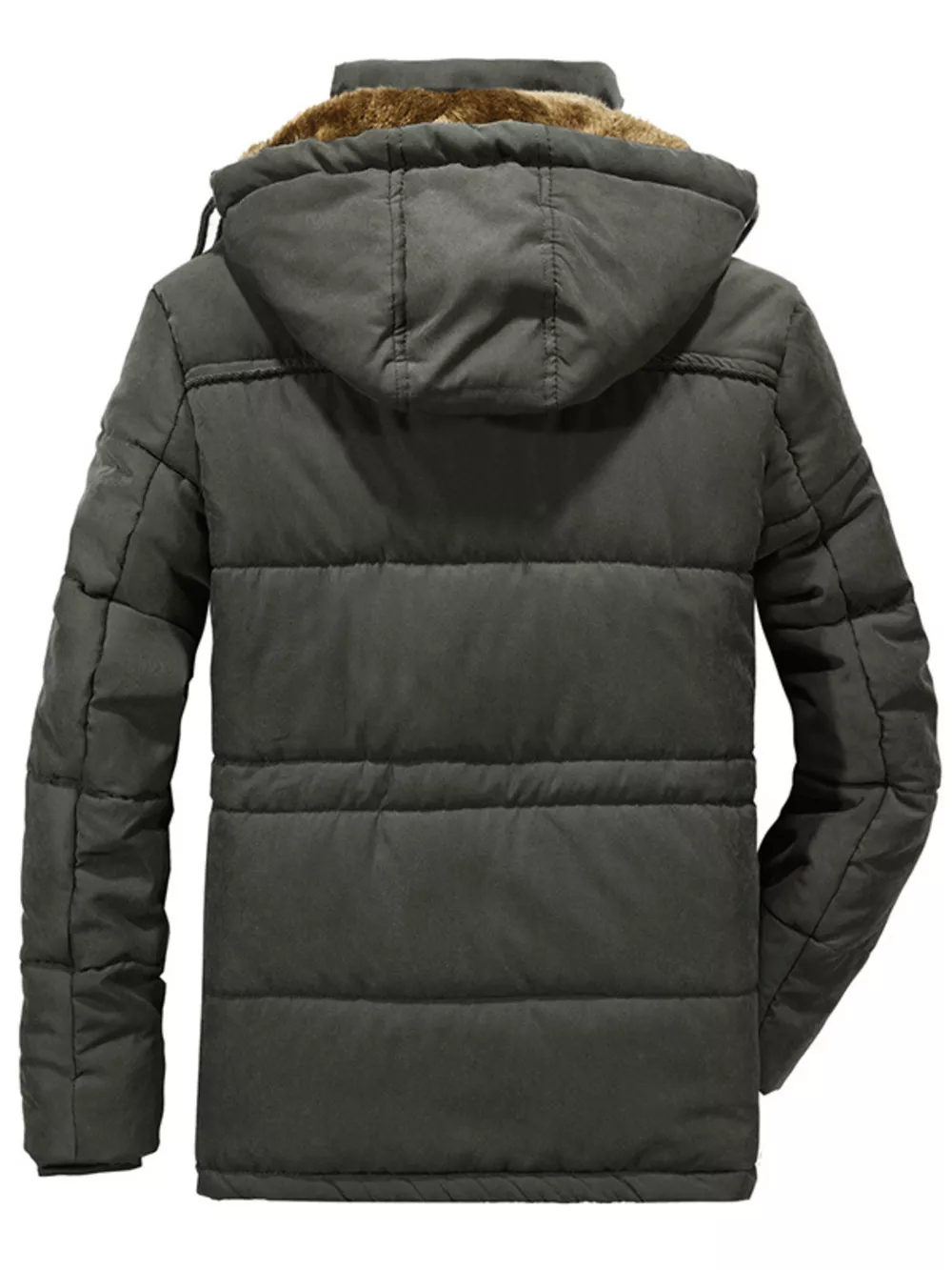 Men's Plus Size Hooded Zip Up Parka Coat, image 2