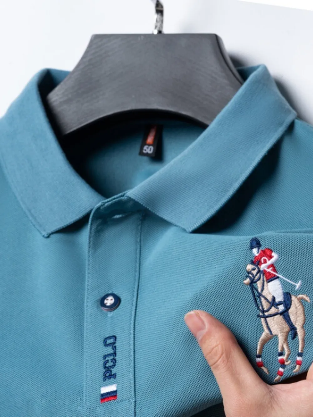 Men's Plus Size Classic Embroidered Short Sleeve Polo Shirt, image 10