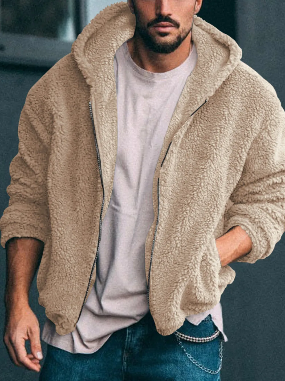 Men's Full Size Sherpa Fleece Hooded Zip-Up Jacket Plus Size, image 12