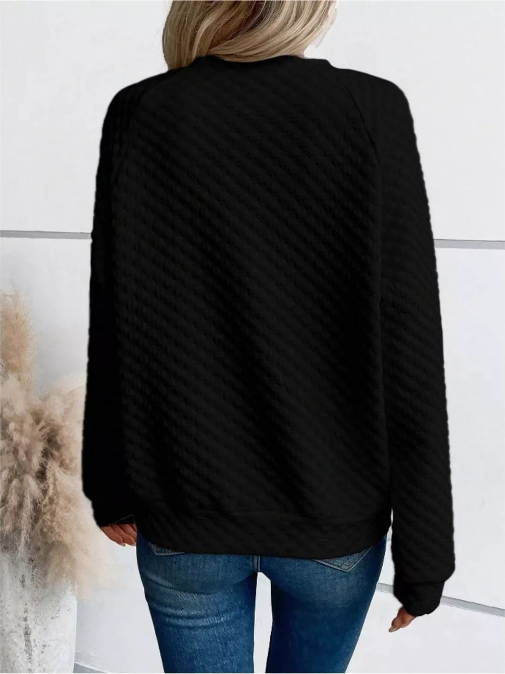 Textured Notched Raglan Sleeve Sweatshirt, image 11