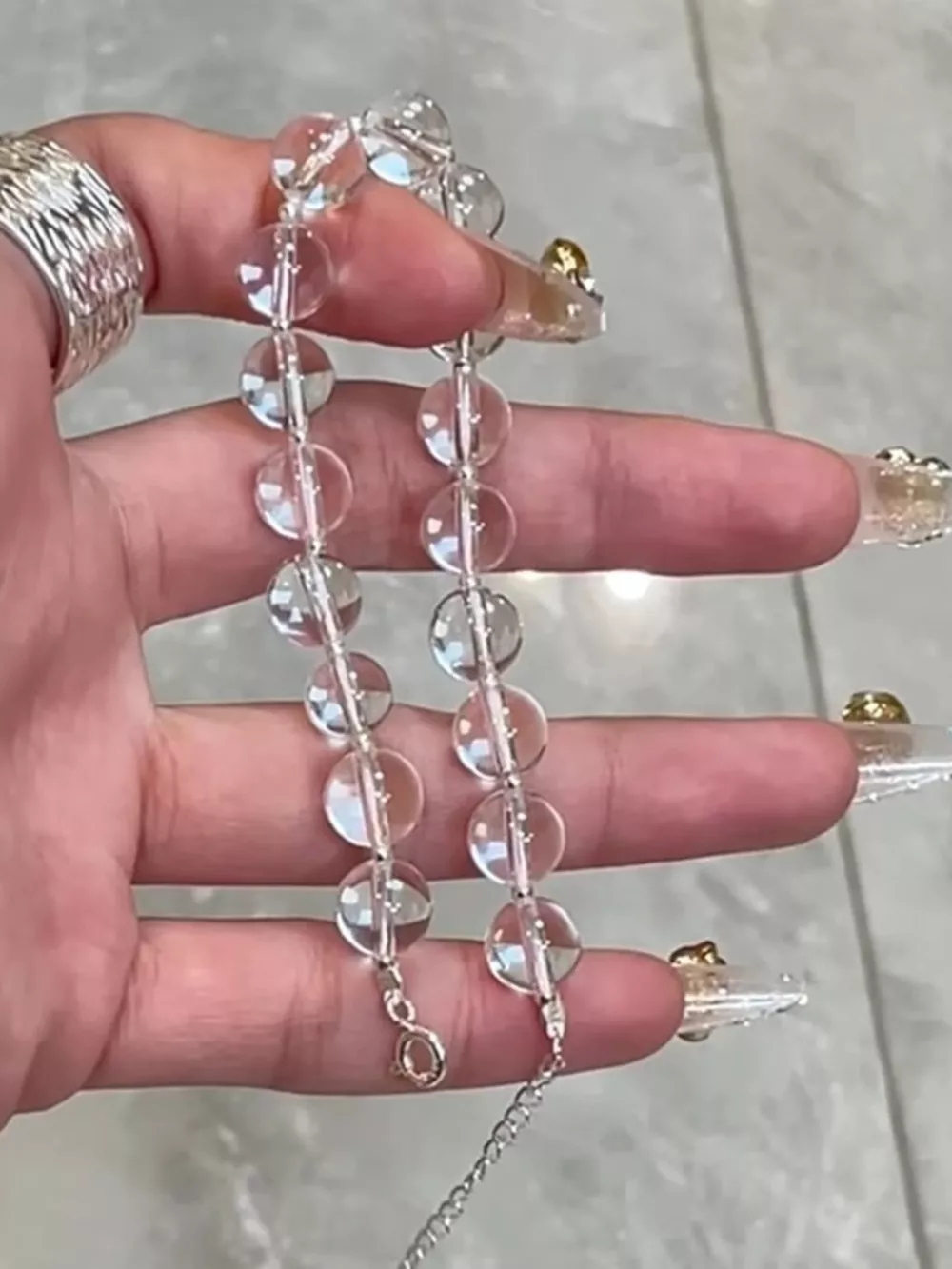 925 Sterling Silver Crystal Bead Bracelet, image 2