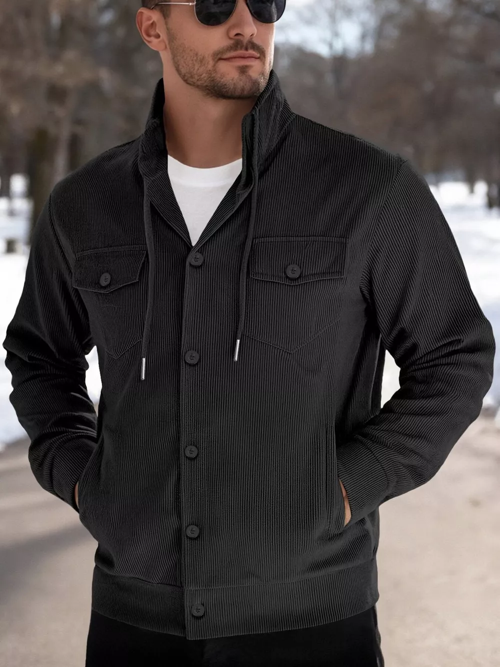 Men's Full Size Casual Corduroy Button-Down Jacket Plus Size, image 10