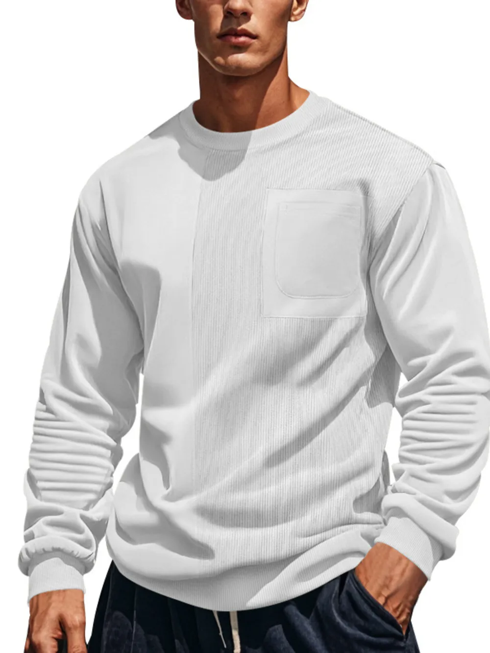 Men's Full Size Round Neck Long Sleeve Sweatshirt Plus Size, image 12