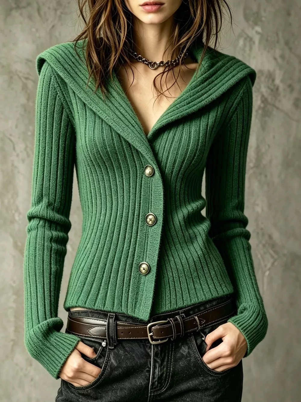 Full Size Ribbed Knit Button-Down Front Cardigan Plus Size, image 2