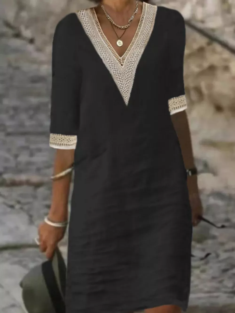 Full Size V-Neck Half Sleeve Dress Plus Size, image 5