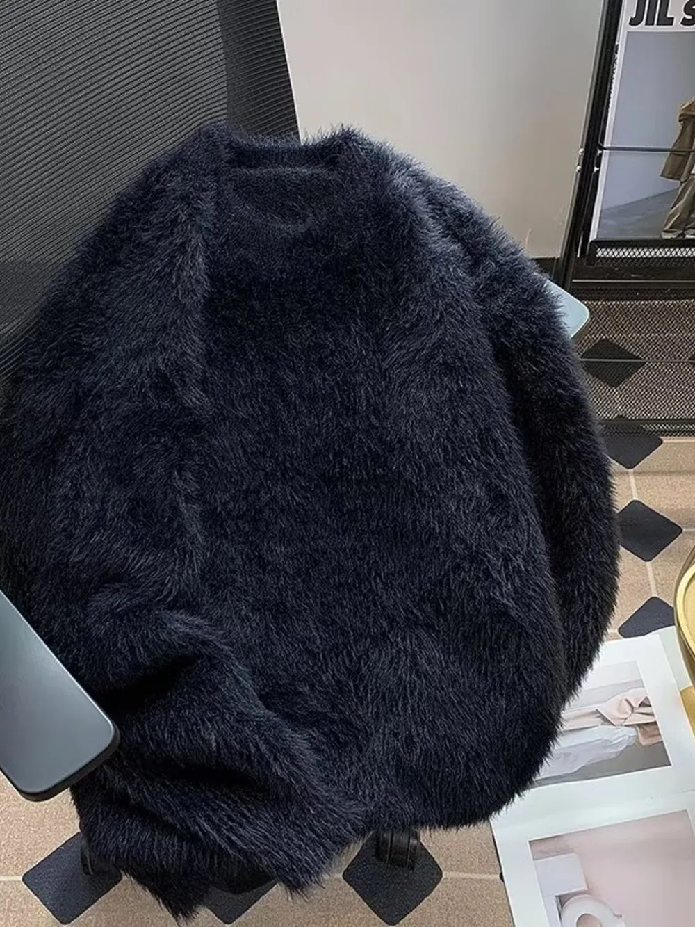 Men's Fluffy Knit Pullover Sweater, image 6