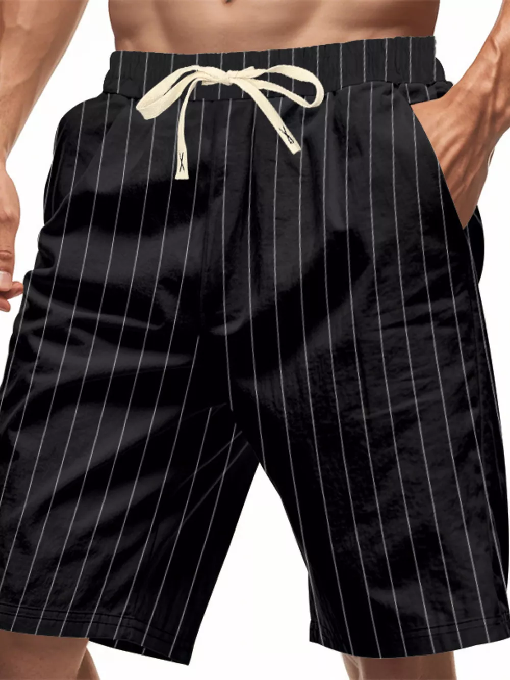 Men's Full Size Striped Drawstring Casual Shorts Plus Size, image 5
