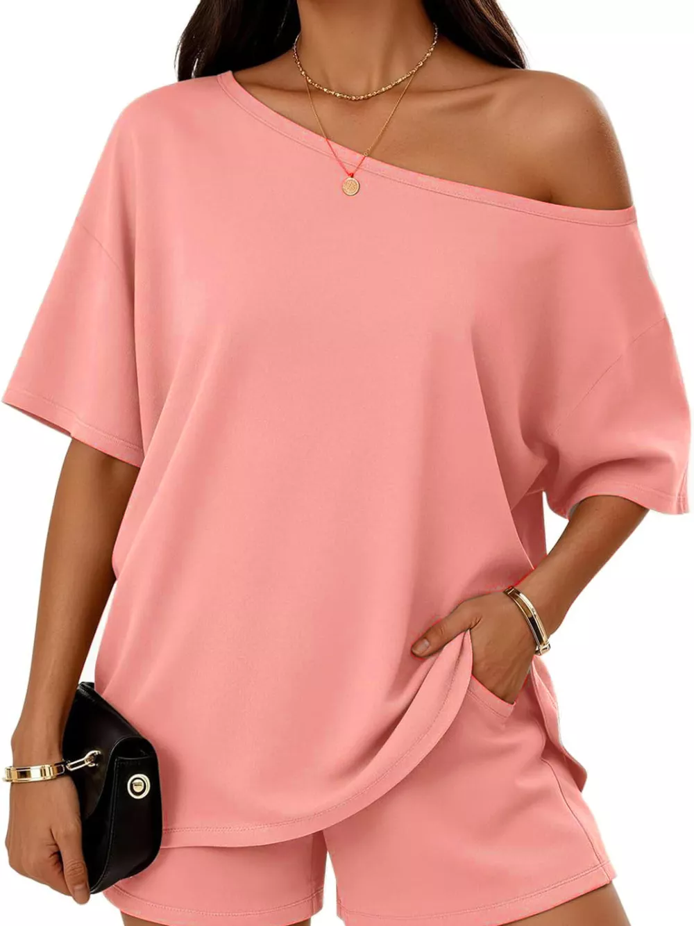 Full Size One Shoulder Top and Shorts Set Plus Size, image 30