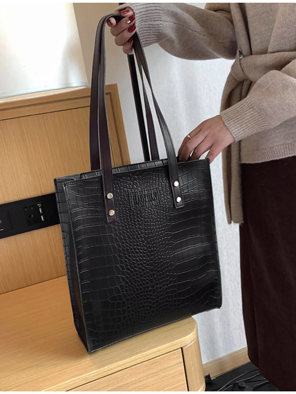 Leather Tote Shoulder Bag, image 9