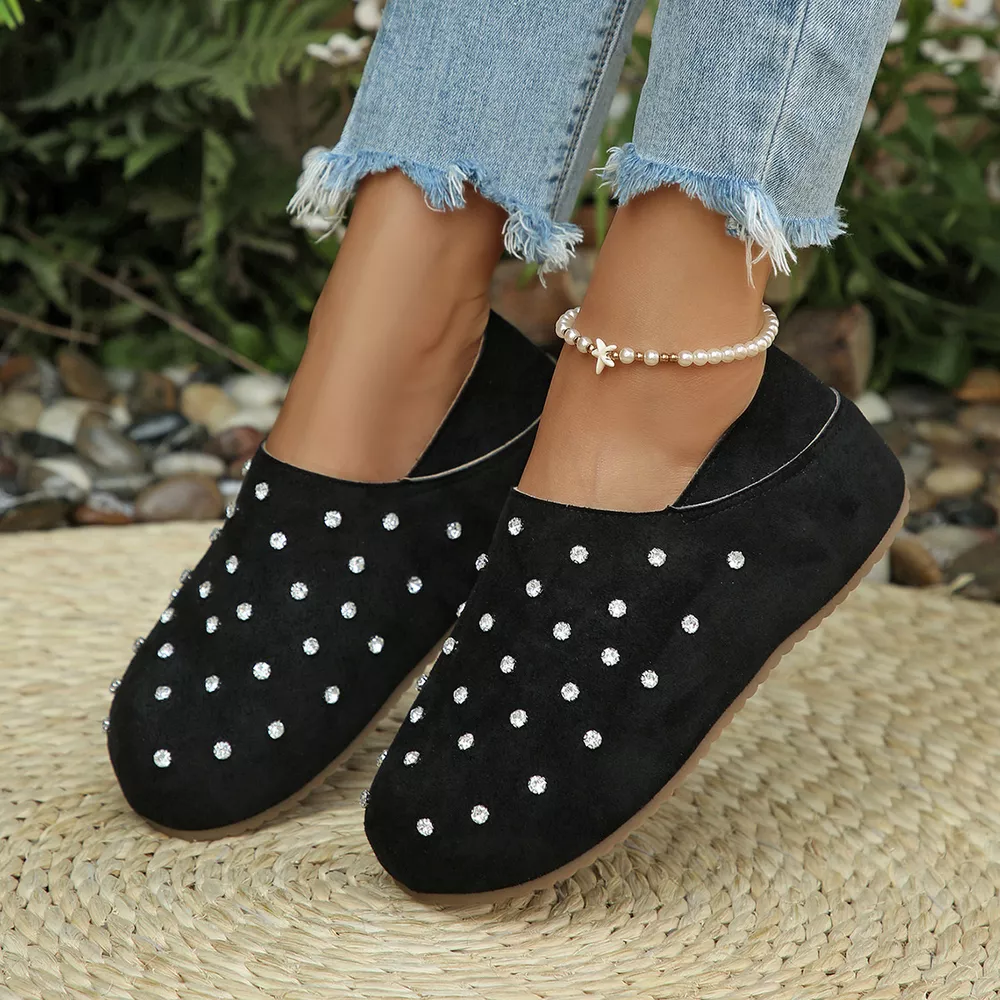 Rhinestone Round Toe Slip-Ons, image 6
