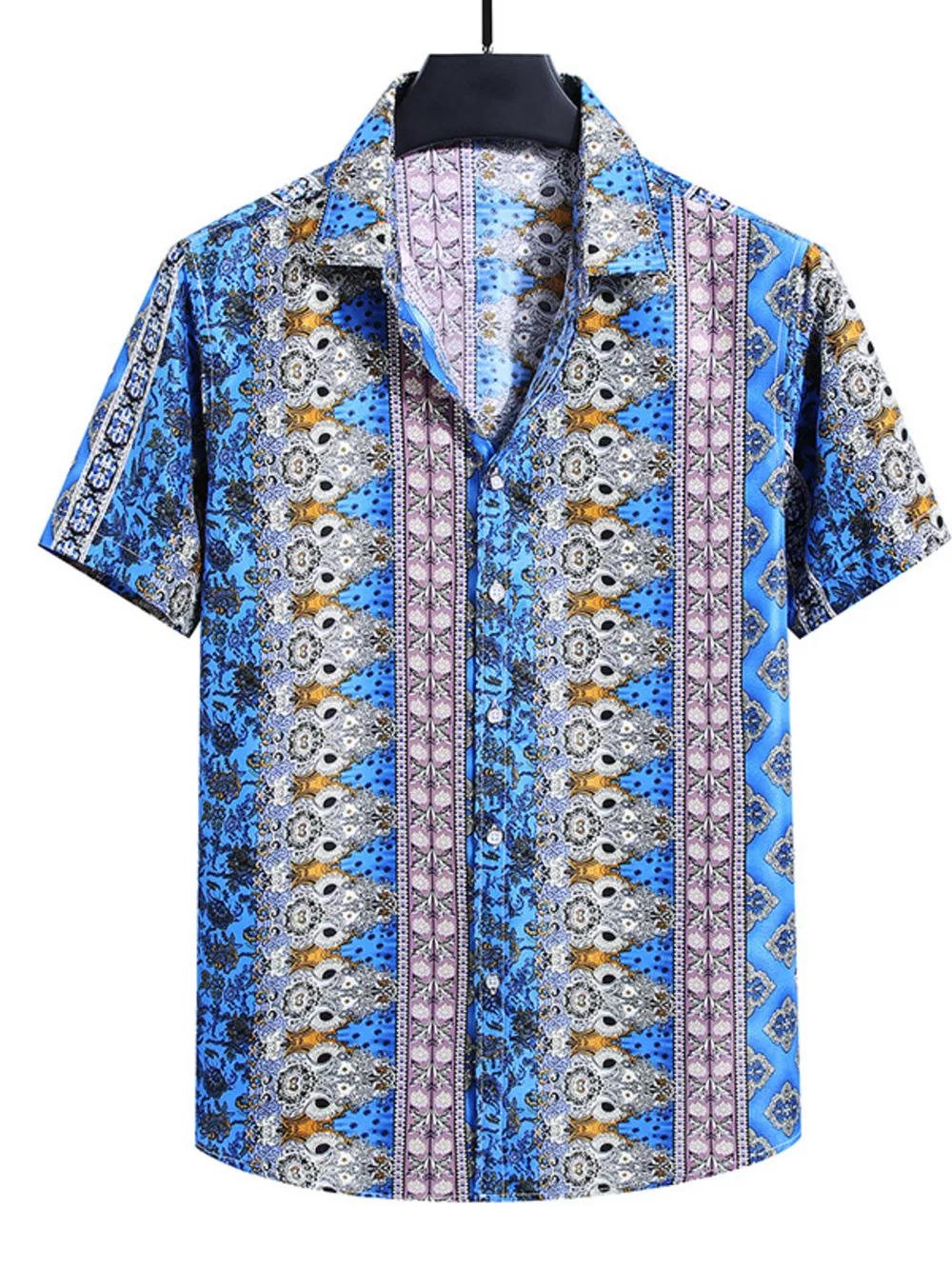 Men's Plus Size Nautical Print Short Sleeve Casual Shirt, image 7