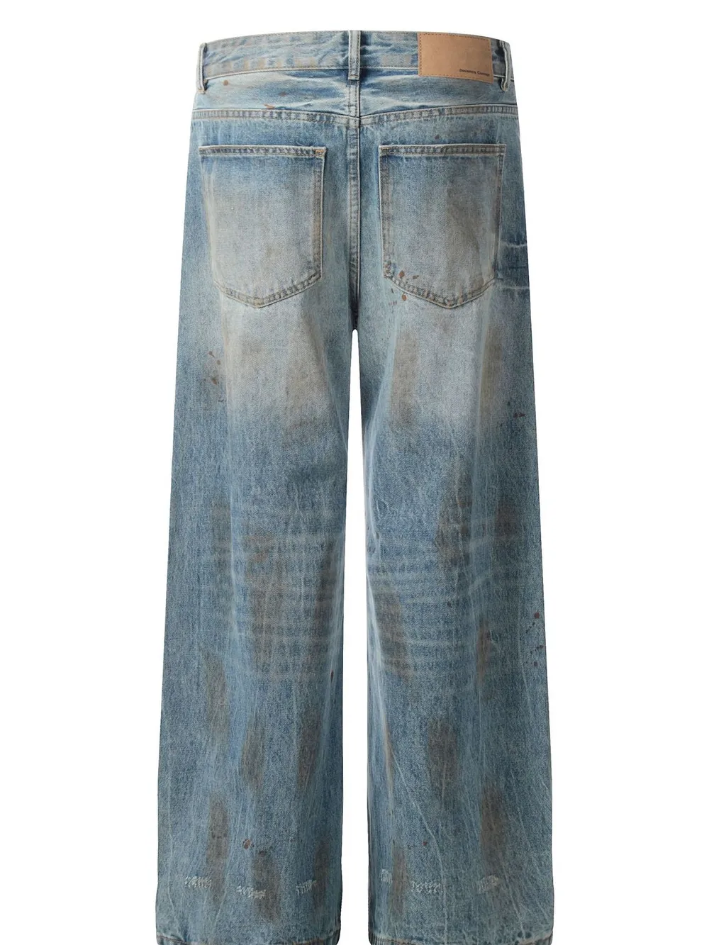 Men's Vintage Distressed Wide Leg Denim Jeans, image 3