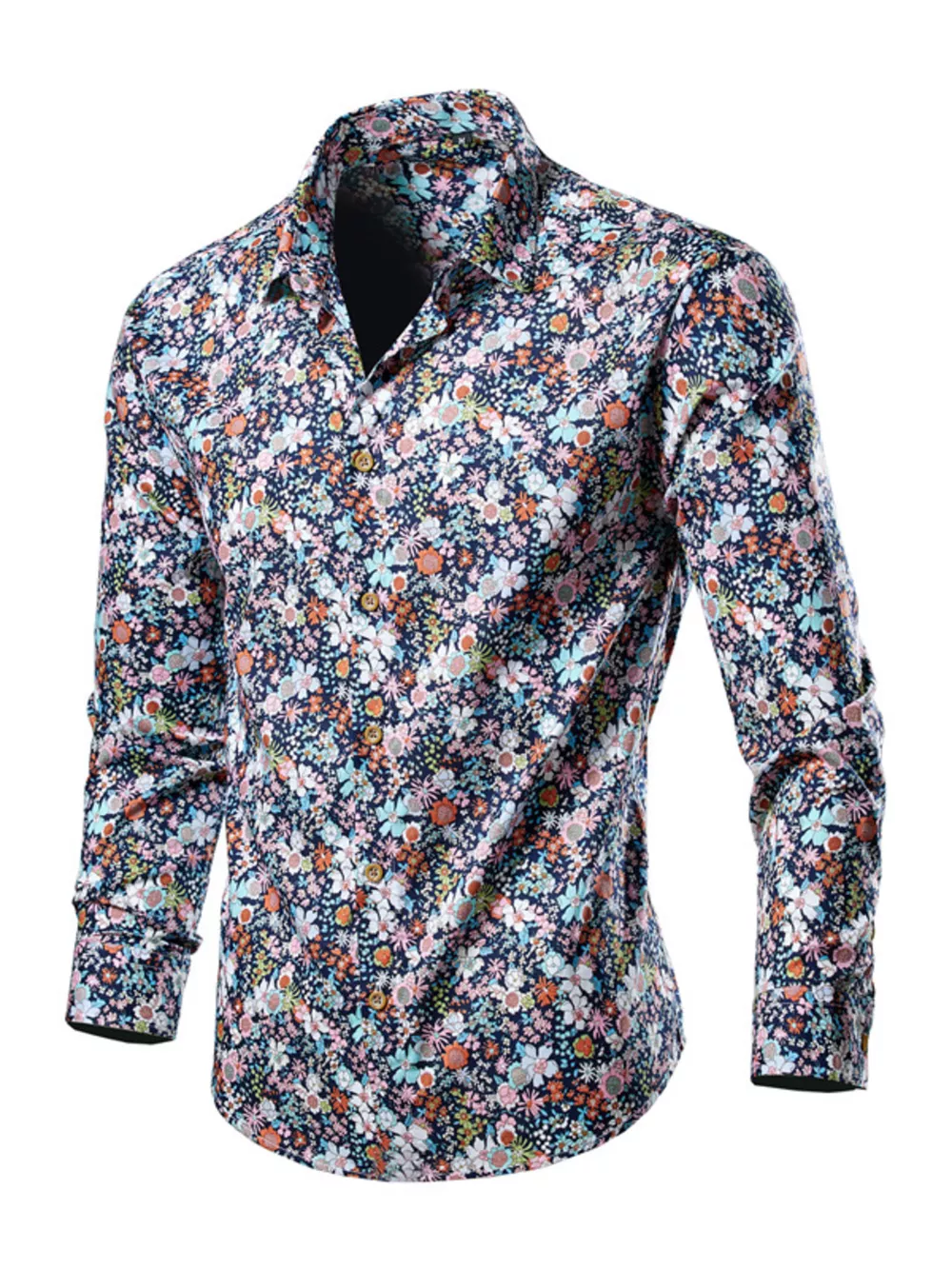 Men's Plus Size Tropical Leaf Print Button-Down Shirt, image 9